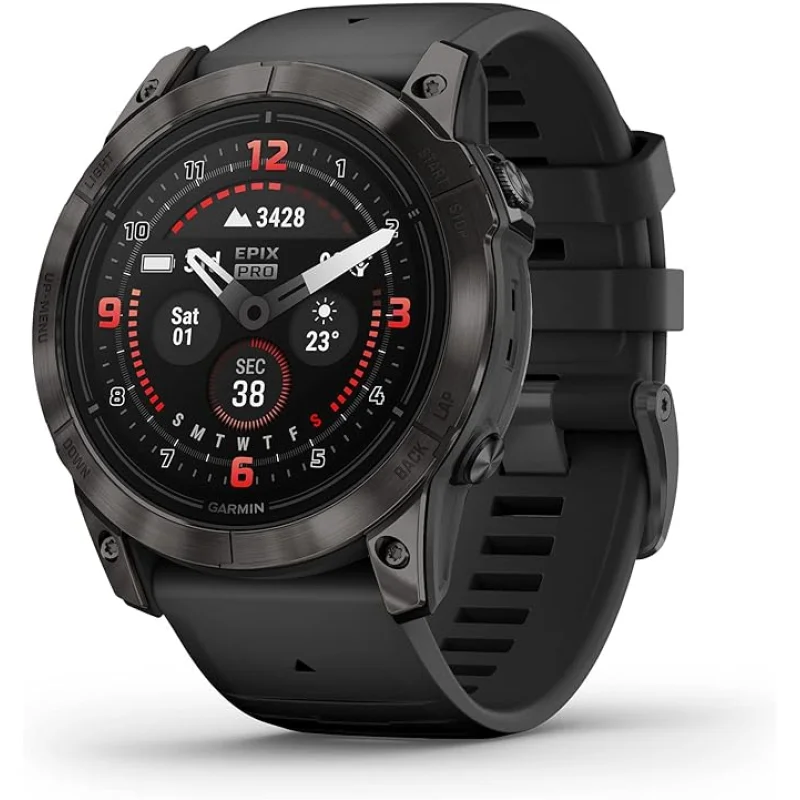 Garmin Epix Pro (Gen 2) Sapphire Edition 51mm – Carbon Gray DLC Titanium with Black Silicone Band